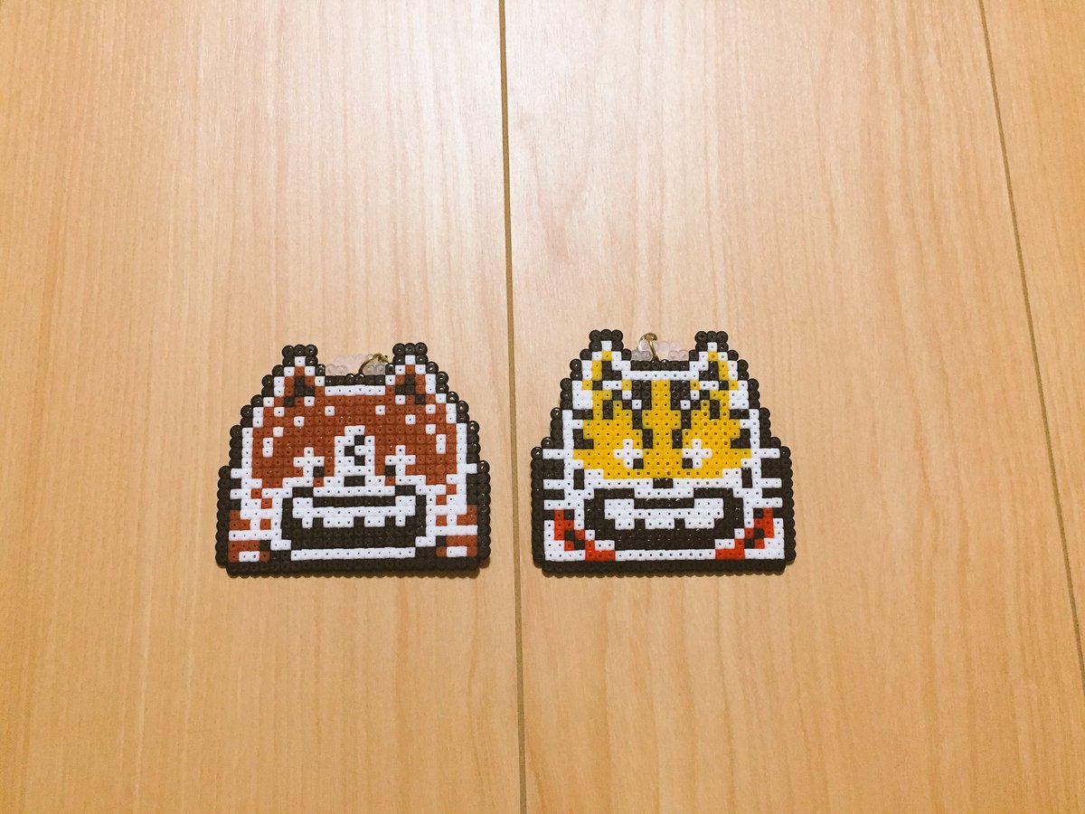 モコイ Tren Twitter じゃりン子チエの 小鉄とアントニオjr ストラップ様にリングもつけてみた アイロンビーズ