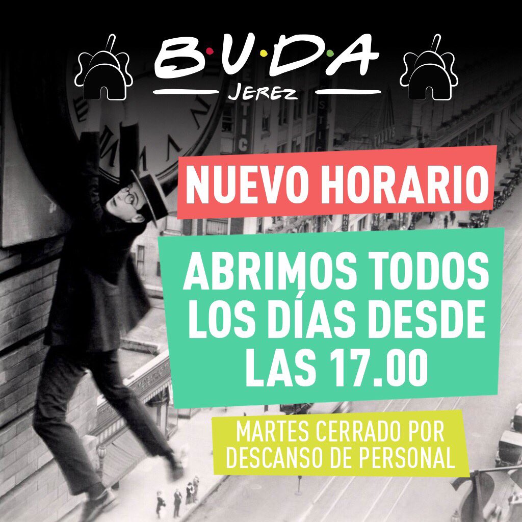 Nuevo horario!!! Y nuevas promociones... que os iremos informando #BudaJerez #jerez #teesperamos