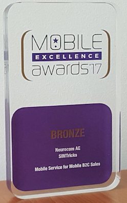 SIMTricks awarded  in category "Mobile Service for Mobile B2C Sales" at #mobileexcellenceawards <a href="/NeurocomSA/">Neurocom SA</a> simtricks.com