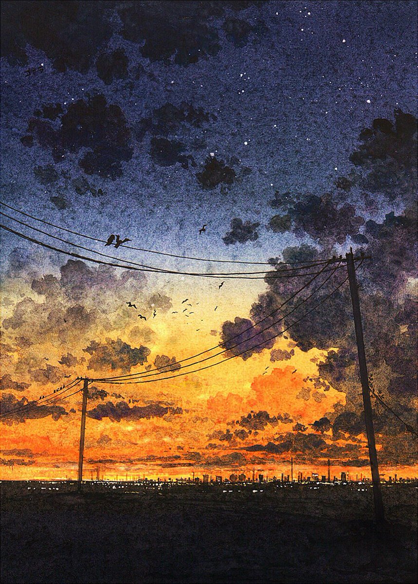 no humans scenery sky cloud sunset star (sky) train  illustration images