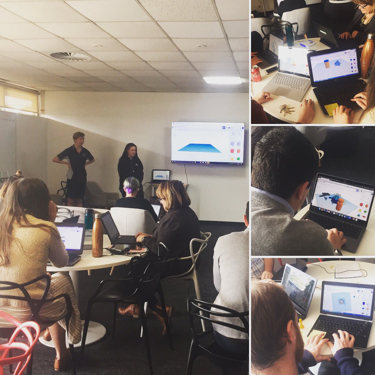 WirreandaSS's tweet photo. Our teachers were taught how to use tinkercad today by Year 9 & 10 students in the staff room! #digitalleadership #OZDLs #studentleadership https://t.co/D6ohEG8MJ6