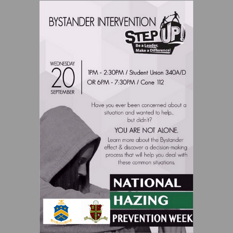 PiKappUNCC's tweet photo. We're cosponsoring a Bystander Intervention program w/ @saouncc today @ 1PM in Student Union 340. Come see how YOU can make a change #NHPW17 https://t.co/iEvXdvwawm