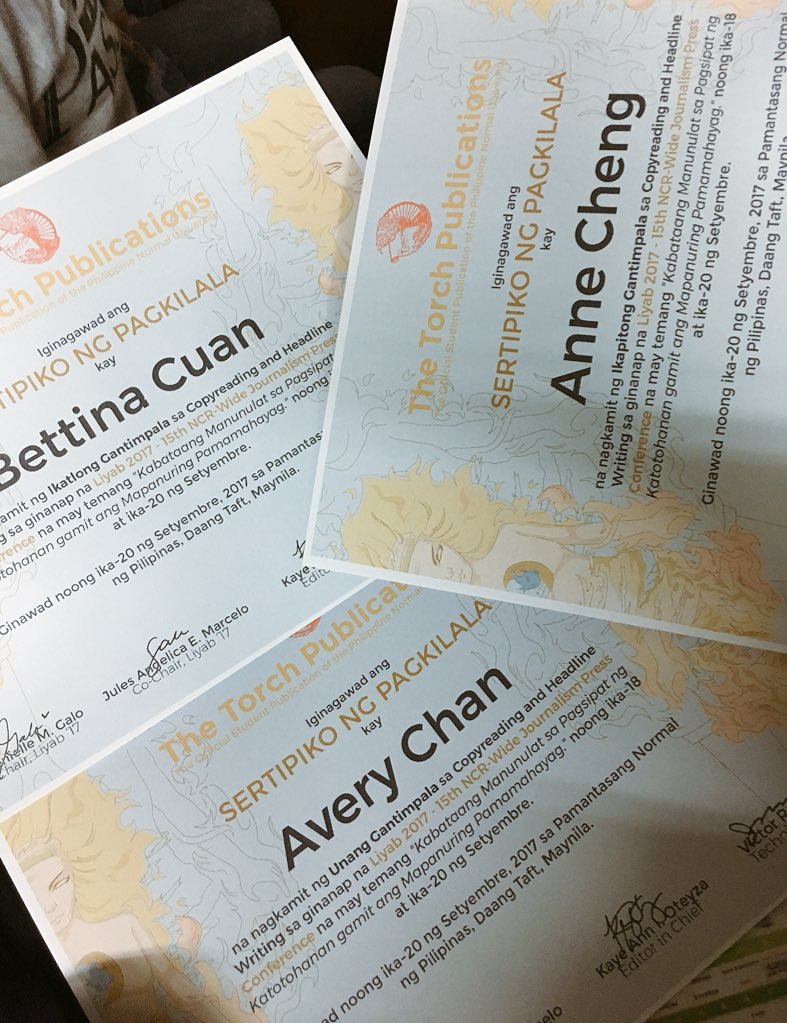 theICAlettes's tweet photo. COPYREADING AND HEADLINE WRITING – ENGLISH

Anne Cheng - 7th Place
Bettina Cuan - 3rd Place
Avery Chan - 1st Place

#Liyab2017 https://t.co/SV5O5eNfbz