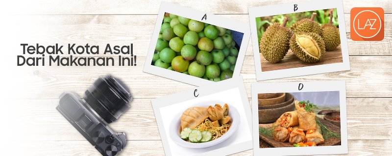 LazadaID's tweet photo. Mumpung lagi #HARBOLTA, yuk tebak kota asal dari 4 makanan ini &amp; dptkan voucher 200K utk 2 org Lazadians yg beruntung!

#LazadaID #RabuMain https://t.co/AavOSrEyaU