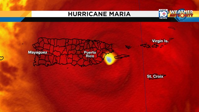 Hurricane Maria's eyewall is approaching the SE coast of Puerto Rico https://t.co/wlTgGrbtId
