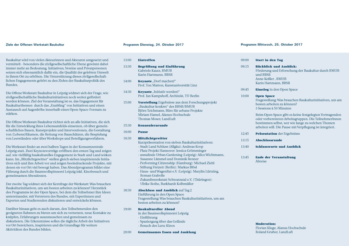 Baukulturinitiativen aufgepasst! Beim #owb17leipzig erwarten euch inspirierende Vorträge und Gelegenheit zum Mitmachen und Austauschen!