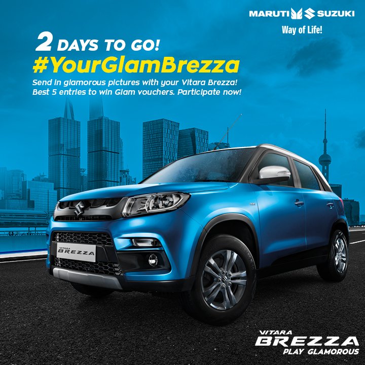 #YourGlamBrezza #contest is now OPEN! Start sharing your glamorous #Brezza pictures to win vouchers worth Rs.5000. #PlayGlamorous