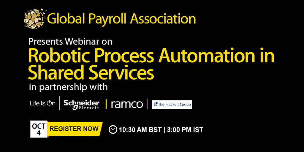 Ramco Systems (@ramcosystems) on Twitter photo Presenting #Payroll #webinar on #RPA in #SharedServices with <a href="/SchneiderElec/">Schneider Electric</a> , <a href="/TheHackettGroup/">The Hackett Group</a> & <a href="/GlobalPayAssoc/">GPA</a>. hubs.ly/H08Hckr0 Presenting #Payroll #webinar on #RPA in #SharedServices with <a href="/SchneiderElec/">Schneider Electric</a> , <a href="/TheHackettGroup/">The Hackett Group</a> & <a href="/GlobalPayAssoc/">GPA</a>. hubs.ly/H08Hckr0