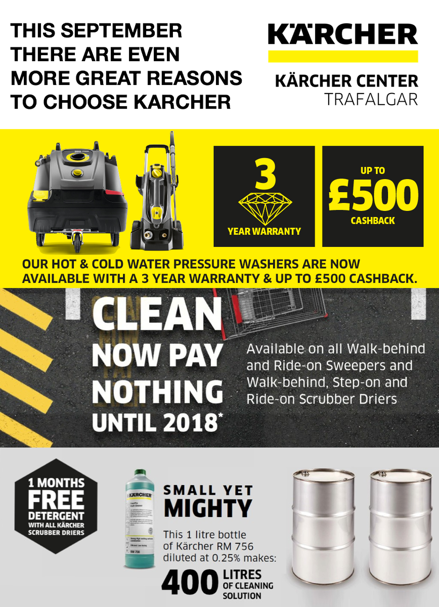 3 GREAT OFFERS across the KARCHER PROFESSIONAL range this September. Read The Full Details Here... buff.ly/2xQjbG7