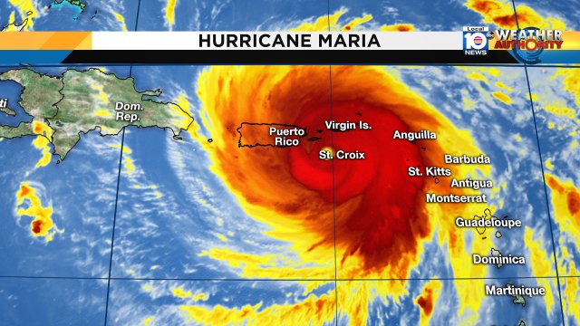 Maria makes landfall near Yabucoa, Puerto Rico around 6:15AM winds gusts reported 113mph https://t.co/CBopNuk1Tt