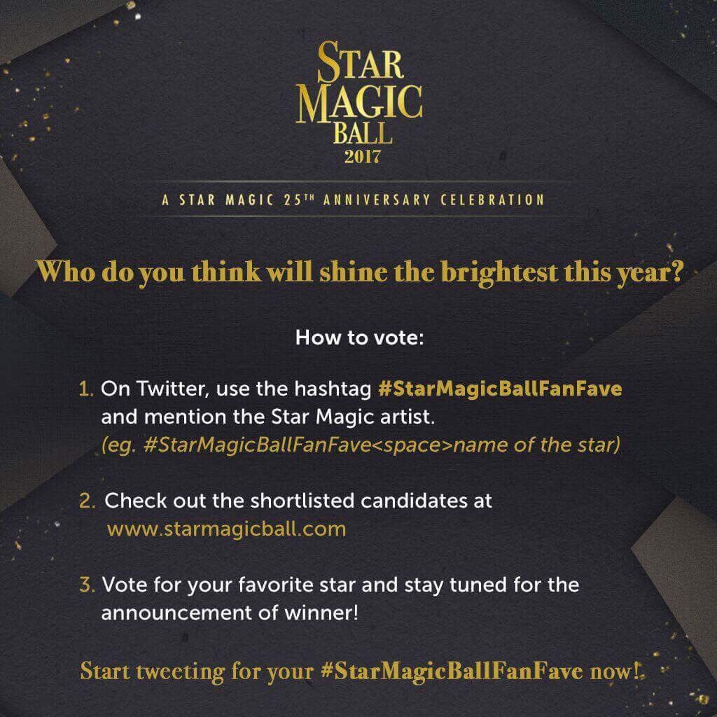 starmagicphils's tweet photo. The floor is now open for nominations! Cast your votes for the #StarMagicBallFanFave now! #RoadToStarMagicBall2017 https://t.co/rO2g0nbyfG