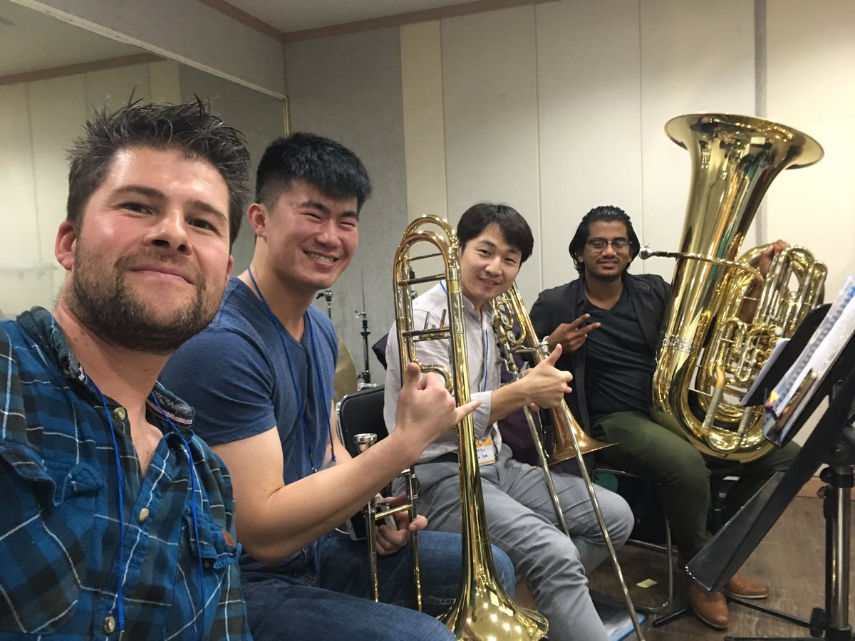 About to start rehearsing in Seoul, low brass ready to go! <a href="/bigsheepdayout/">The BIG Sheep</a> <a href="/rathtrombones/">Rath Trombones</a> <a href="/gtsdevon/">Great Torrington School</a>