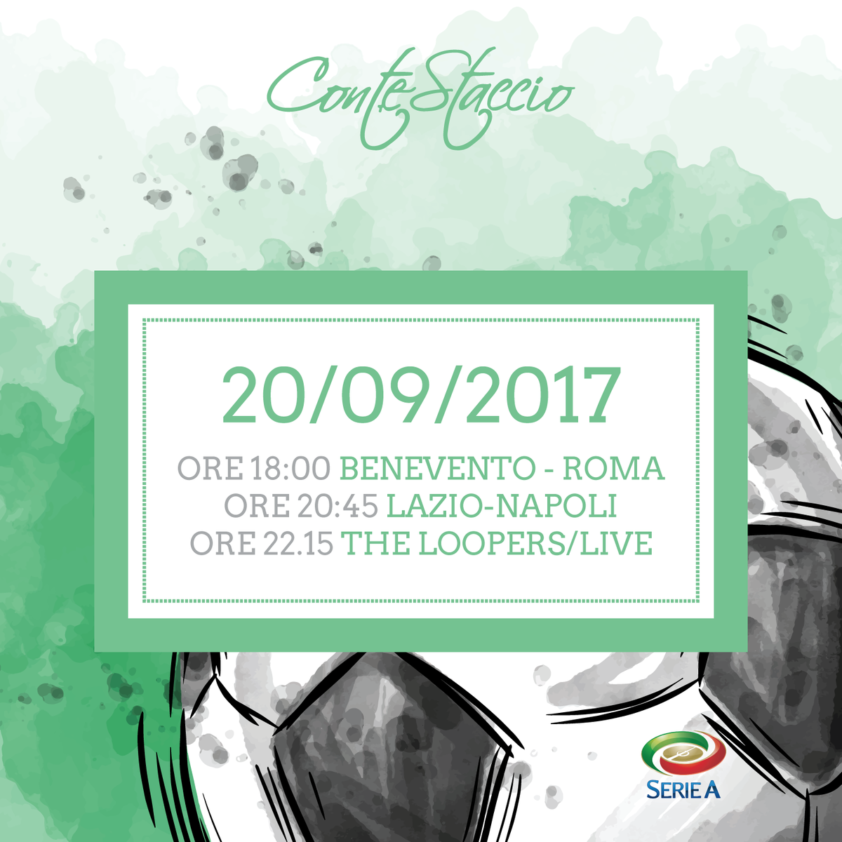 Braccia alzate e sciarpe tese stasera al Contestaccio!
ORE 18:00 Benevento - Roma
ORE 20:45 Lazio - Napoli
Subito dopo: THE LOOPERS Live!