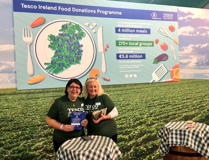 TescoIrl's tweet image. If you know of any local groups that could benefit from surplus food donations, come say hi to Bernie &amp;amp; Karen in our tent #Ploughing17 🚜