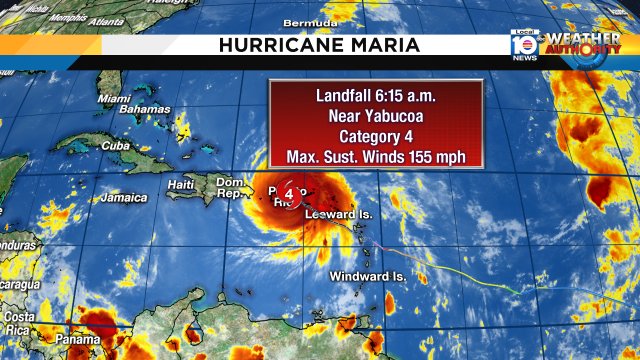 Here are the details on Hurricane Maria at landfall. Extremely dangerous Maria continues its move over Puerto Rico https://t.co/xJSHEyVAJx