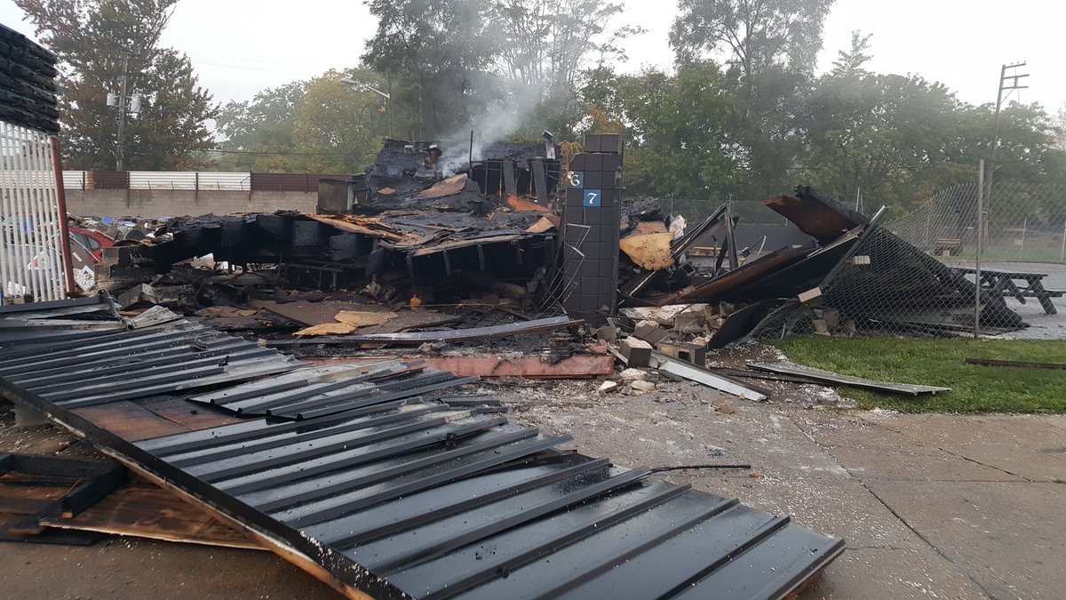 reportermikec's tweet photo. Gas leak suspected in explosion at Street Royalty Motorcycle Club on Dexter at Webb on west-side of Detroit. No injuries reported. @WWJ950 https://t.co/5Pdd1henwb