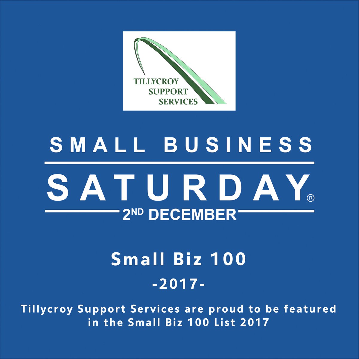 tillycroy's tweet photo. @tillycroy Proud member of #Smallbiz100 for 2017. One of only eight businesses selected from Scotland @SmallBizSatUK #Deeside #FSBDeeside https://t.co/Nn0xNBuzaI