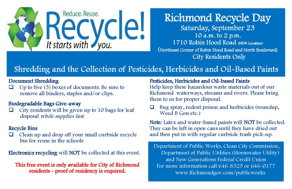 richmond va dpw on twitter location change for richmond recycle