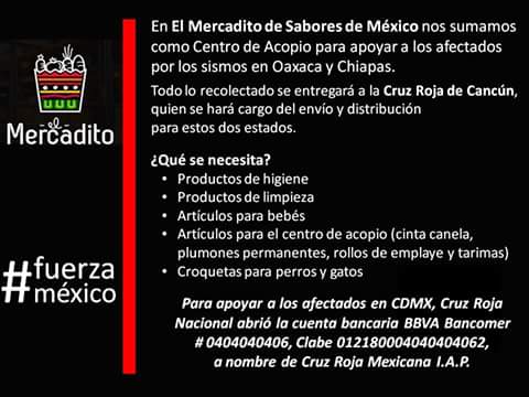#Cancun #cancunenses En Mercadito estamos recibiendo artículos necesarios para Oaxaca y Chiapas #correlavoz <a href="/VivoEnCancun/">Vivo en Cancún 🏖️</a> <a href="/VisitandoCancun/">#VisitandoCancun</a>