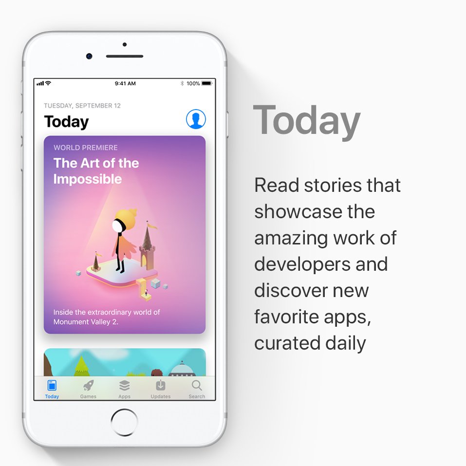 Today: Read stories that showcase the amazing work of developers and discover new favorite apps curated daily. 