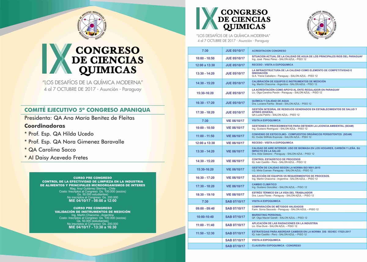 Programa APANIQUA IX Congreso de Ciencias Químicas 2017