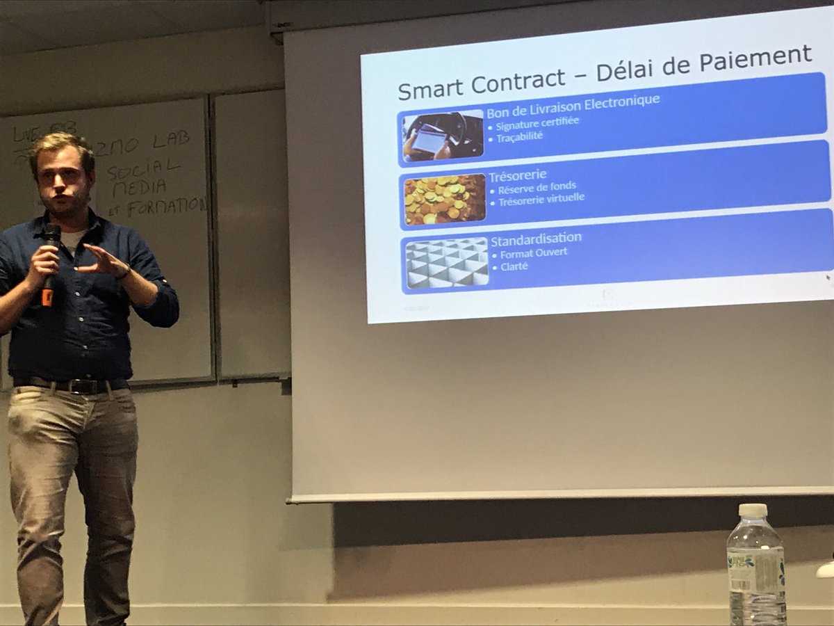 BernardBloch's tweet photo. #blockchain pour #supplychain avec @AugstFranck #Transchain (#strasbourg). Redonner du sens entre grand donneur d'ordre et petit prestataire https://t.co/lEtfvdAP7Z