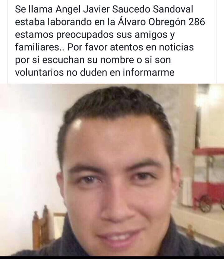 AdrianOG08's tweet photo. @DONDEIRweb Me ayudan por favor a compartir es primo de una amiga y está desaparecido desde ayer #sismo #FuerzaMexixo #DondeAyudar https://t.co/FDMxODHCmm