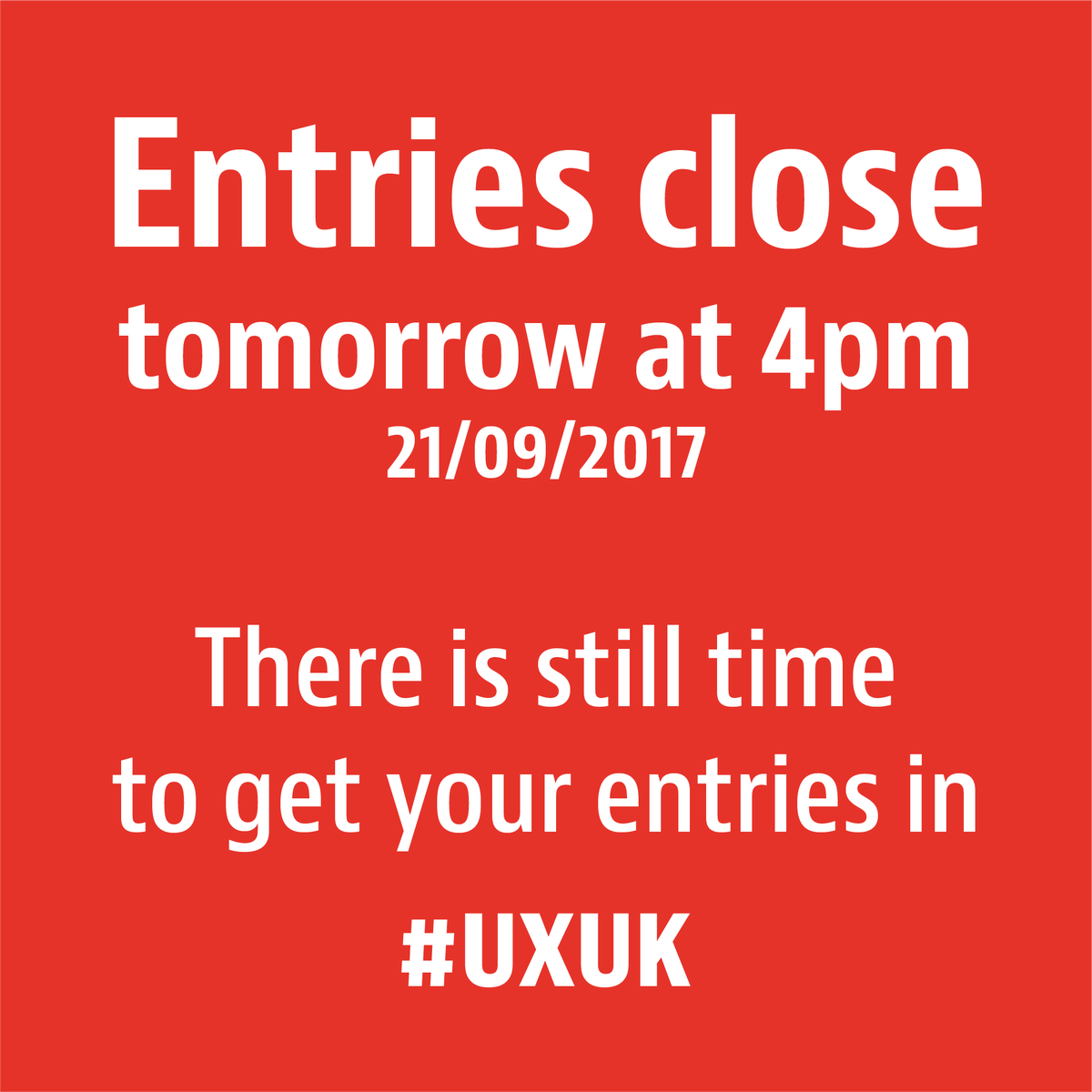 UXUKAwards's tweet photo. 1 day till entries close for the @UXUKAwards 2017! Don't miss out! https://t.co/8rRzcLiEoA #ux #uxuk #uxdesign #servicedesign https://t.co/QPDxxIhEEJ