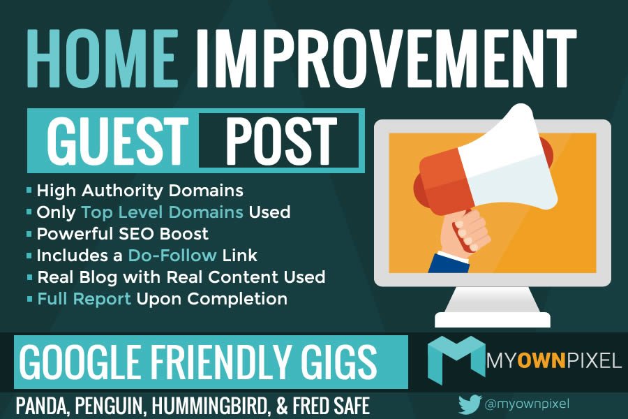 MyOwnPixel's tweet image. Need a #PBN guest post for your website? Check out our #HomeImprovement guest post gig today at fiverr.com/myownpixel/add…