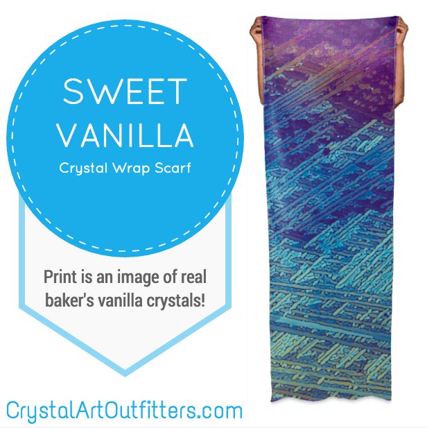 CAOutfitters's tweet photo. Vanilla makes the most beautiful crystals! 
Wrap yourself in CAO's Sweet Vanilla Wrap Scarf  #FashionIsArt #food #womeninstem #fashion https://t.co/Q5TTvKTlnY