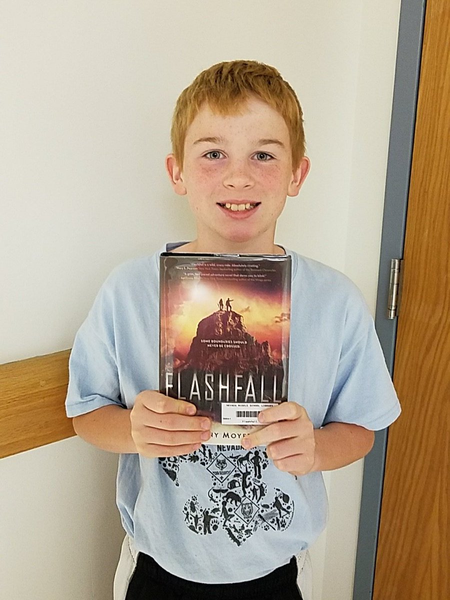 jmcgaffin5's tweet photo. First student book review of the year @NevadaMiddleSch ! Checkout #Flashfall by @_JennyMoyer today! #NevadaCubPride  (@JenniferWessels ) https://t.co/EPI8QX1zeR