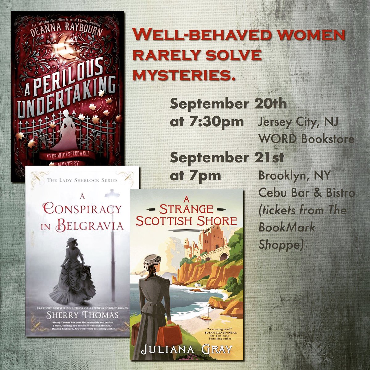 JulianaGray's tweet photo. Twitter is all, What's happening? and I'm all, THIS IS HAPPENING! My mates @deannaraybourn &amp; @sherrythomas joining me for hijinks! https://t.co/ifLIYYuU82