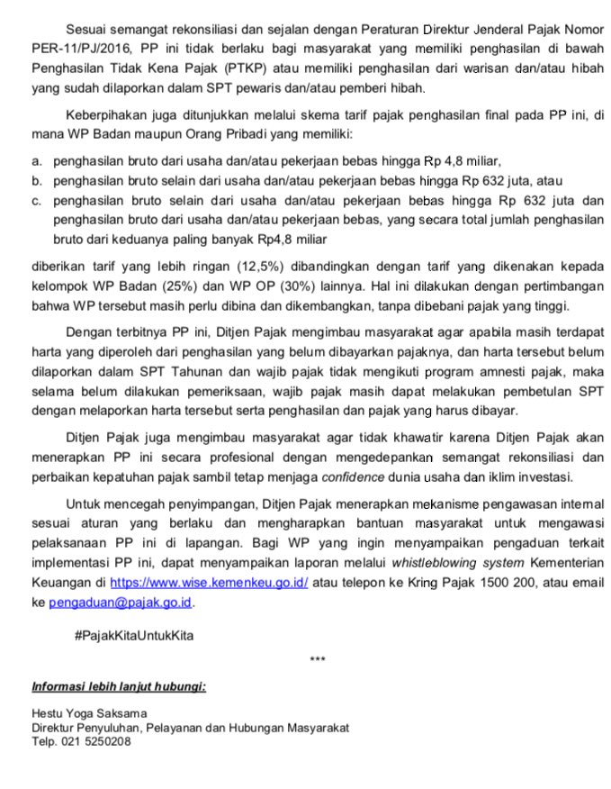 Selamat malam. Berikut ini Siaran Pers terkait PP 36/2017.