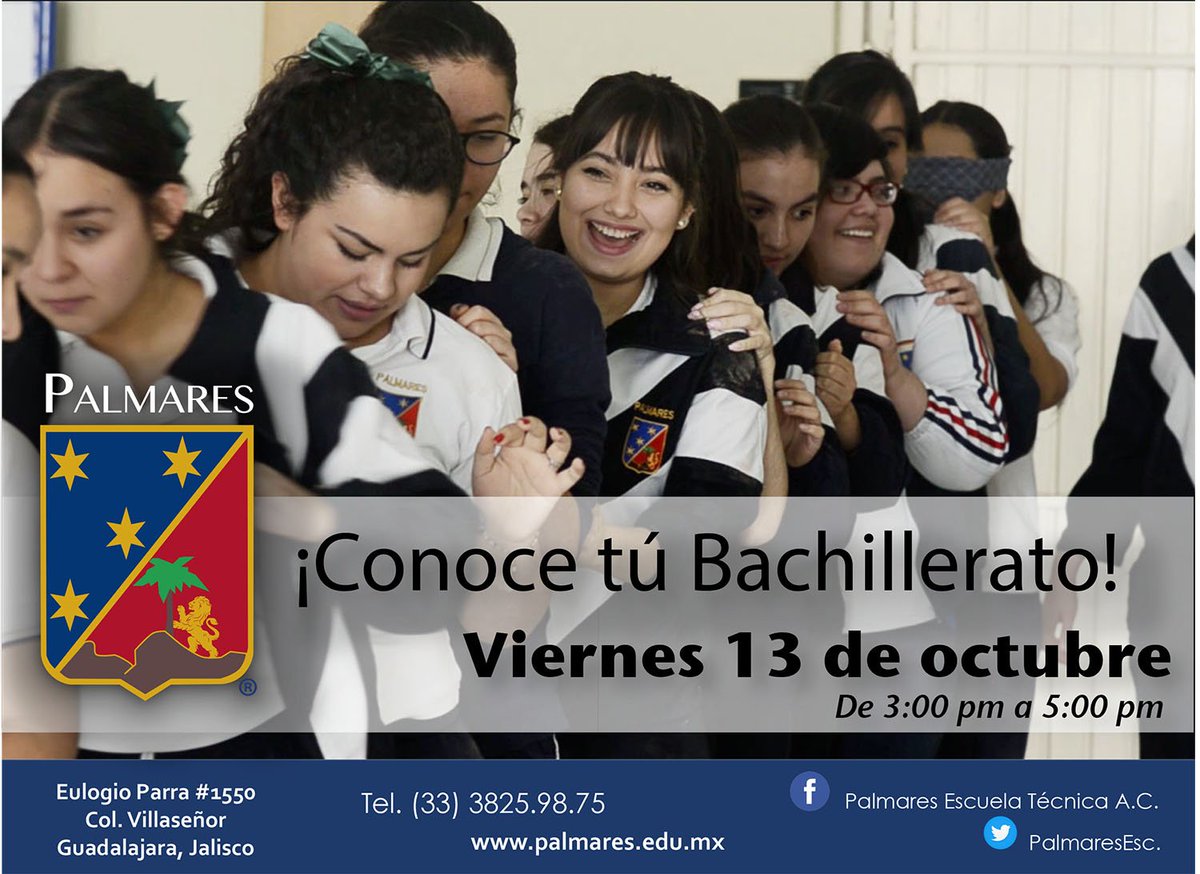 PalmaresEsc's tweet photo. Rally  "VIVIENDO TU BACHILLERATO PALMARES"
Viernes 13 de octubre de 3pm a 5pm

Para aspirantes a primer año de preparatoria.
¡TE ESPERAMOS! https://t.co/5S7wiUuo0u
