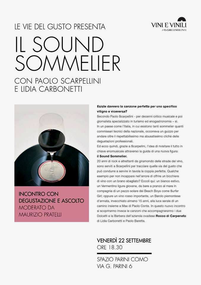 Allo Spazio Parini di #Como, #musica  e #vino con il #Sound #Sommelier e @Roccocarpeneto. Venerdì 22 aprile ore 18.30.