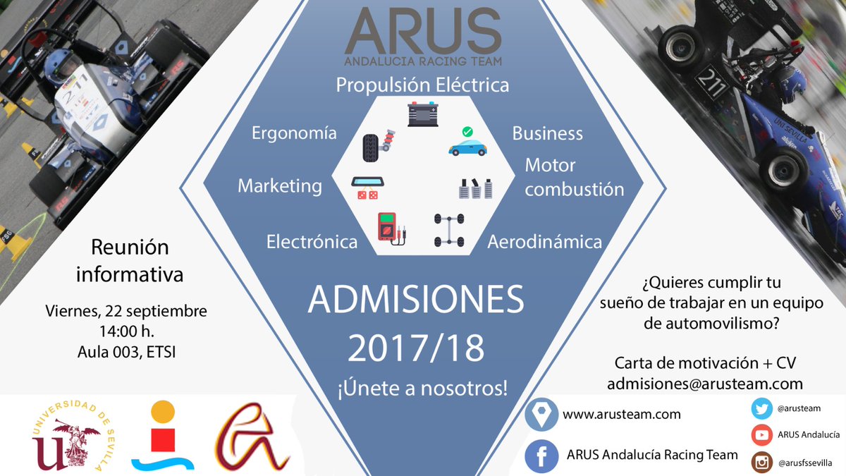 unisevilla's tweet photo. Vive la emoción de la competición con @arusteam Te esperamos en la reunión del viernes 🏎️🏎️🏎️😊 #ForzaArus https://t.co/4ukVshpEEz
