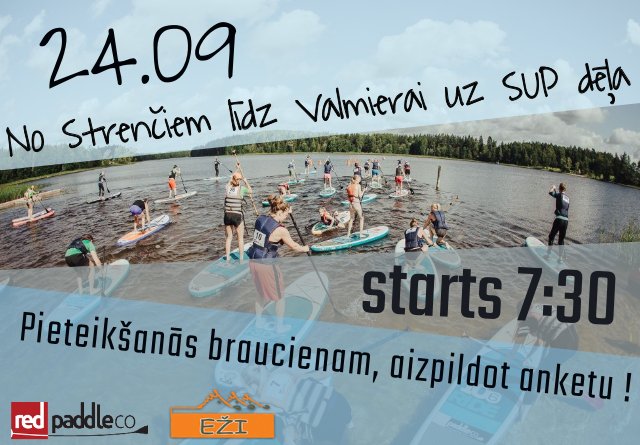 24/09 izbaudīsim Gaujas ūdeņus braucienā ar Sup dēļiem no Strenčiem līdz Valmierai! Pieteikšanās - aizpildot anketu: goo.gl/forms/pfb6VT0D…