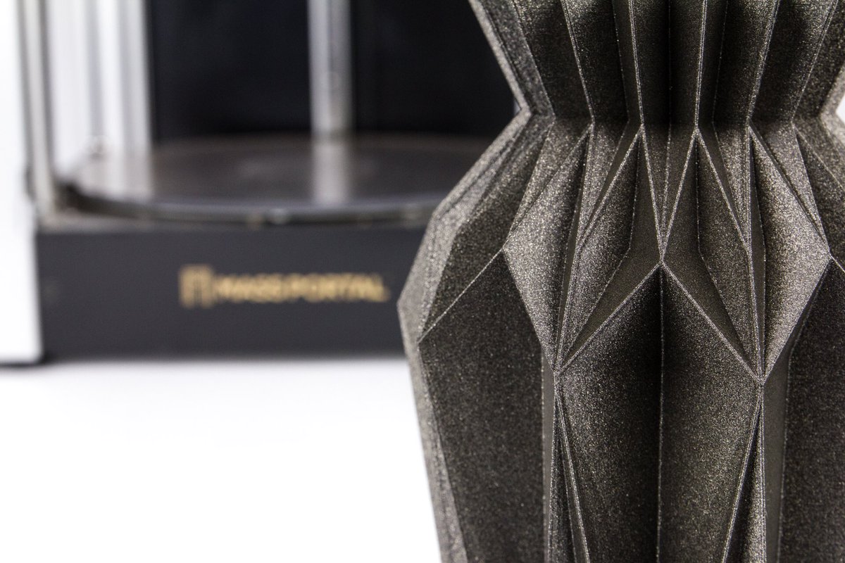 ColorFabb's tweet photo. Working with the new diffuse reflective nGen_LUX Filament on the @MassPortal #3DPrinter. Different lighting displays the versatile effect. https://t.co/3UcVA7q62O