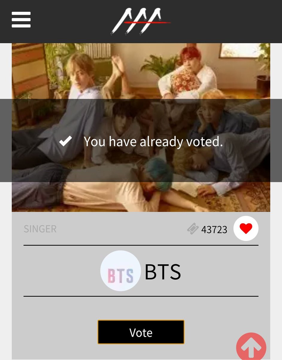 TeamSugaChile's tweet photo. ARMYs voten en los AAA 

Pueden iniciar sesión con cuenta naver y/o facebook (1 voto x cuenta)
Hasta el 10/10  
👉 https://t.co/lpyDMQ81zP https://t.co/MXlMqkArMI