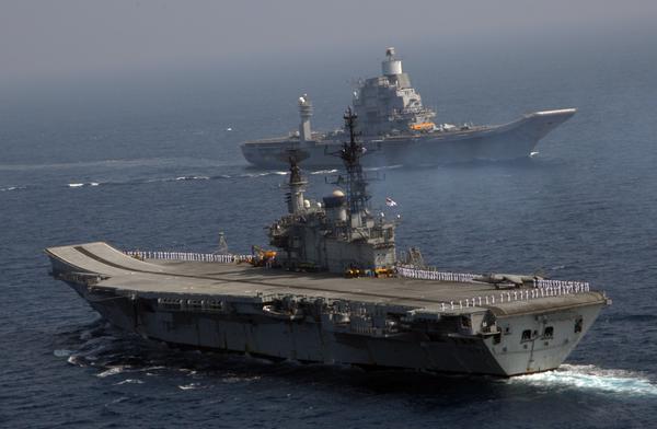 Viraat and the Sea Harrier, as they sail into history while the Vikramaditya is put through its paces.The end of an era and dawn of a new one..