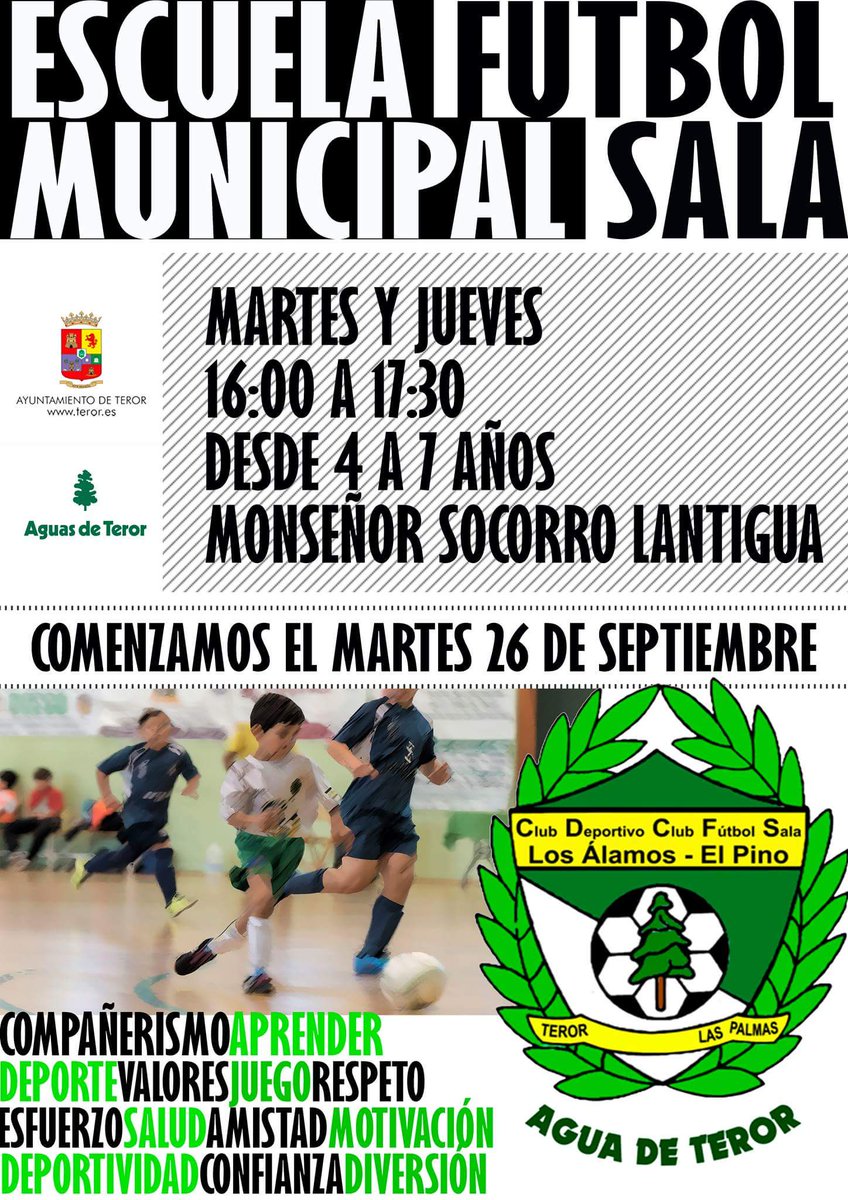 ATerorfutsal's tweet photo. ESCUELA MUNICIPAL FÚTBOL SALA

Sí tienes entre 4 y 7 años, y quieres aprender todos los secretos de este deporte, no dudes... https://t.co/lXsttUGxK1