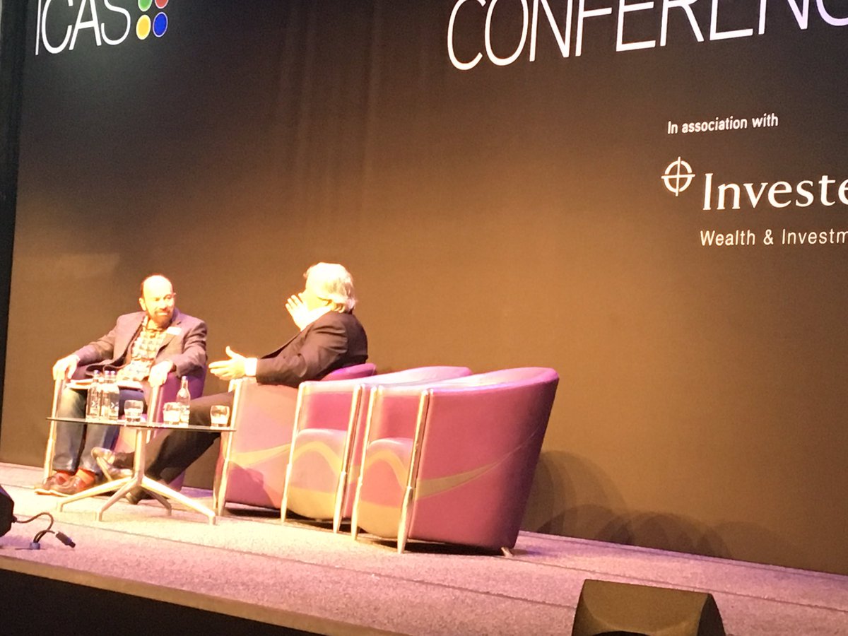CaroleLeslie's tweet image. Very entertaining conversation between Martin Gilbert &amp;amp; Brian Souter #ICASConference - EQ trumps IQ