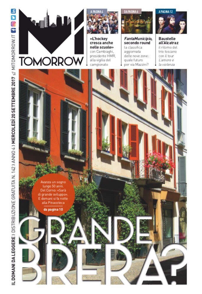MiTomorrow's tweet photo. Su #MiTomorrow in distribuzione ora facciamo il punto sul Progetto #Brera con l'Assessore Filippo del Corno: https://t.co/iF2nzkMYfV https://t.co/66CjTQ941C