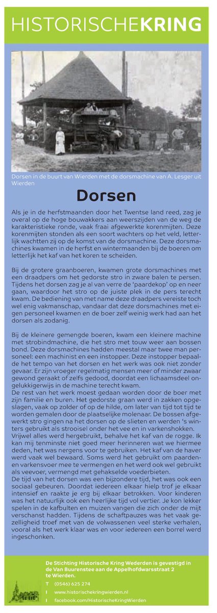 Deze week in De #Wiezer mooi artikel van Historische Kring Wederden over dorsen.
#historie #Wierden