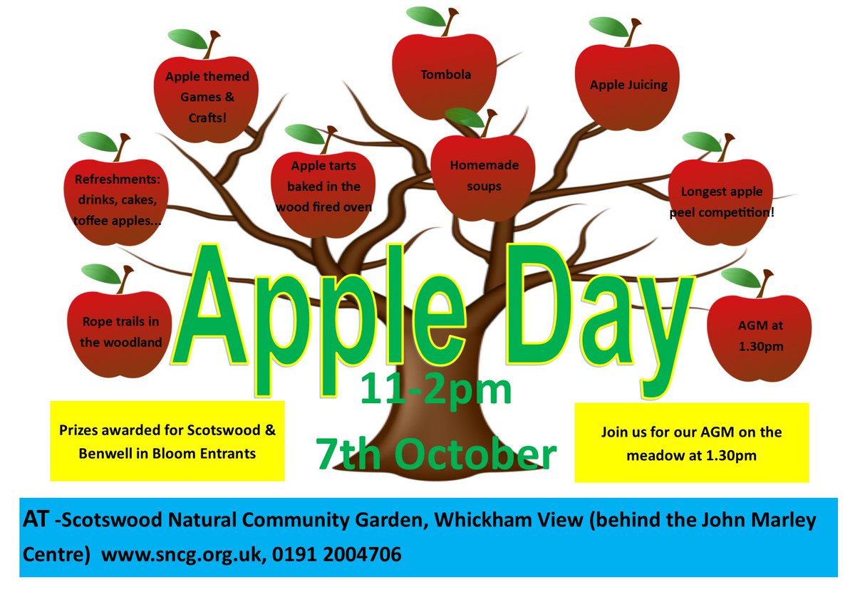 ScotswoodGarden's tweet photo. Save the date! 7th October come and celebrate our apple harvest at our family fun day they'll be lots of games, crafts, food and more... https://t.co/xoLzPGGwCc