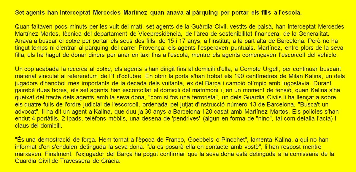 eduardcabus's tweet photo. He trobat aquest text de la detenció de la Mercedes Martínez, treballadora de Vicepresidència prou esgarrifós com per fer-lo volar,
#Petons https://t.co/0BFBX6ffFL