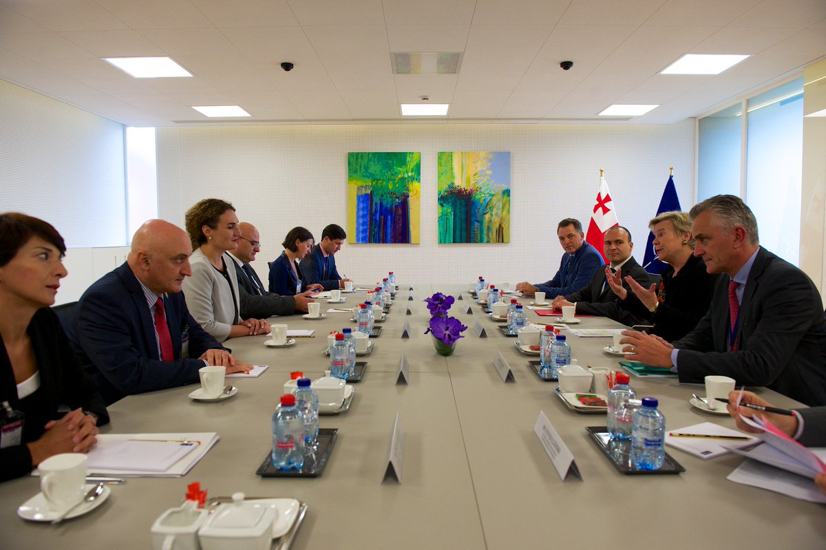 Excellent meeting &amp; great discussion today at #NATO w/ our valued partner #Georgia’s State Min Ms Tsikhelashvili &amp; Deputy MFA <a href="/DavidDondua/">David Dondua</a>