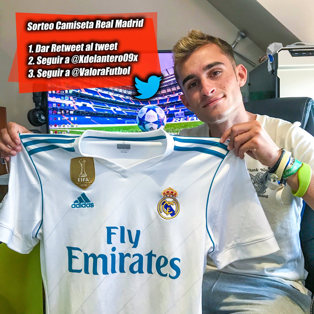Xdelantero09X's tweet image. SUPER SORTEO! Gana una Camiseta del Real Madrid así de fácil: 
- Da RETWEET a este tweet
- Sigue a @Xdelantero09X 
- Sigue a @ValoraFutbol