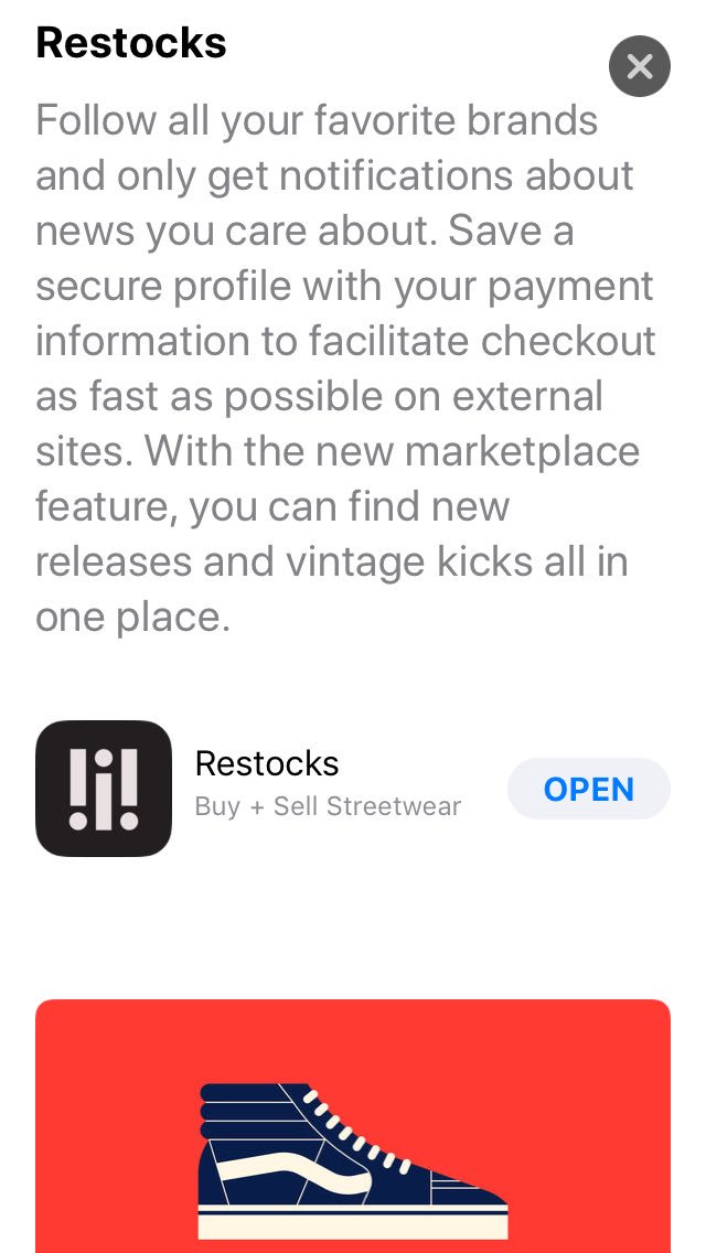 restocks's tweet photo. 🙏 to Apple for featuring us on the App Store today, we’re in seriously great company. 
(also we’re screaming a little inside) https://t.co/jVufEufp7w
