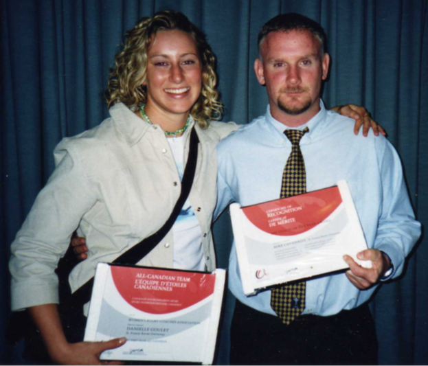StFXAthletics's tweet photo. Arguably the winningest rugby coach in Canada! Mike Cavanagh accepting 2001 CIS Coach of the Year award - 5-time national champ! #IDUS2017 https://t.co/oXJcC8qPbI